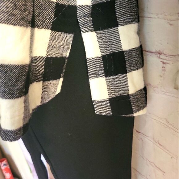 NEW Derek Lam 10 Crosby Black/White Buffalo Plaid Collarless Shirt sz.6 ret $325 - Picture 5 of 9